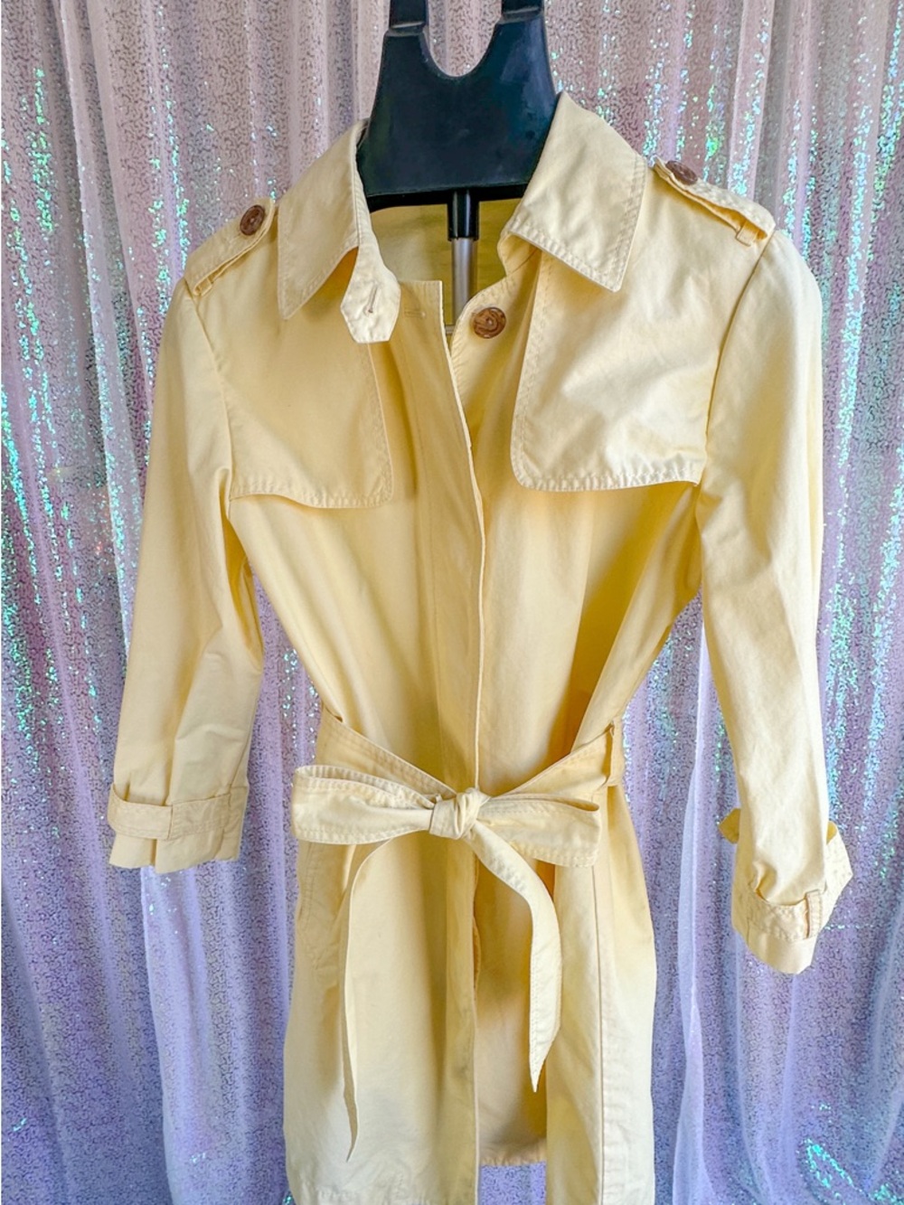 GAP Pale Yellow Tie-Waist Trench Coat